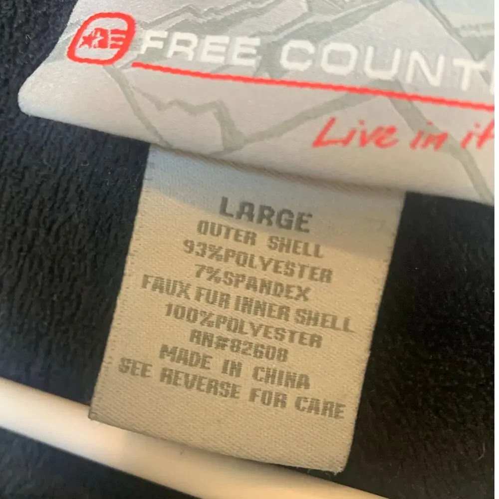 Free Country Softshell Jacket L Black Mens Detachable Hood Lined Full Zip